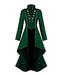 Gothic Tailcoat Halloween Costumes for Women, Medieval Irregular Hem Steampunk Corset Victorian Tailcoat Jacket(Green,M)