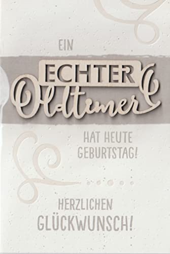 Eulzer Print Card for Birthday A Real Vintage Car Made of Wood in 3D Look with White Envelope DIN B6
