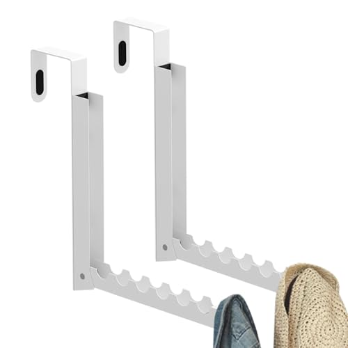 Ganchos para puerta, 2 unidades de soporte para puerta sin taladrar con 6 ganchos, perchero para secado de ropa resistente | Para baño, ducha, apartamento, armario, cocina, dormitorio de lavandería