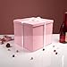 UoeRing Large Gift Box with Lid 12x12x11 Inch,Pink Gift Boxes for Presents Packaging for Birthdays,Valentine's Day,Mother's Day,Christmas with Ribbon Card Envelope Shredded Paper Fill (Glossy Pink)