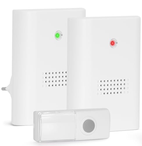 HEIDEMANN Funkklingel Set HX Twin - Erweiterbare Klingel - 2 Empfänger batteriebetrieb & Steckdose - inkl. Sender & 2 Empfänger - HX Türklingel - weiß