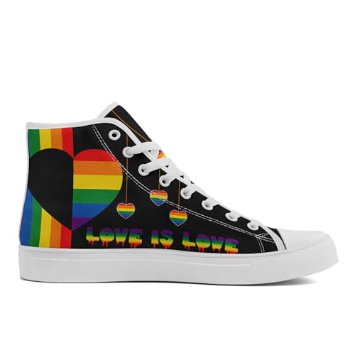 Pride Month High Top Canvas Sneakers Rainbow Lace Up Shoes for Men & Women Breathable Walking Footwear LGBTQ Gift2