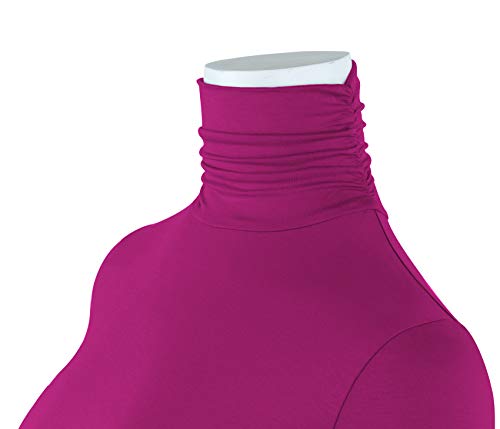 Image of AUHEGN Women's Long Sleeve Short Sleeve Lightweight Turtleneck Top Slim Fit Pullover T-Shirt (S-XXL)