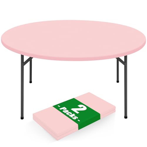 Moosfor 2 Pack Spandex Round Tablecloth, Fitted Table Cloth for 45-56 Table