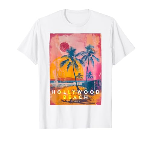 Recuerdo de palmera en la playa de Hollywood Beach FL Florida Camiseta