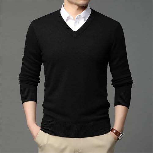 Woolen Knit V Neck Pullover Sweater Mens Autumn Winter Casual Jumper Fashion Comfortable Warm4