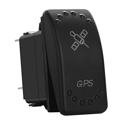 Image of Green Backlit Rocker Switch 5 Pin ON-Off Laser Etched Button Switch with Wires for Car Marine Boat UTV 20A /12V 10A /24V (GPS)