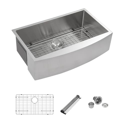 Mocoloo 30 Stainless Farmhouse Sink - 30x21 Inch Apron Front Farm Kitchen Sink Stainless Steel Single Bowl 16 Gauge Deep Handmade Basin by Mocoloo - Used condition - US$169.11