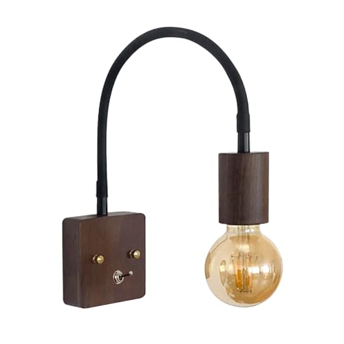 Lámpara de pared de madera para cabecera con aplique de lectura ajustable E27 2