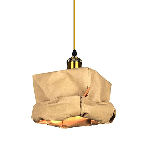 Lustre en papier kraft incassable suspension LED design pour boulangerie et salon