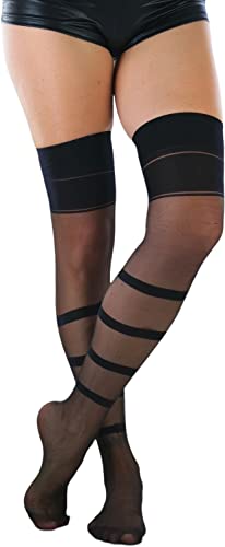 Image of ToBeInStyle Women's Sheer Two Tone Thigh Hi Stocking W /Back Seam