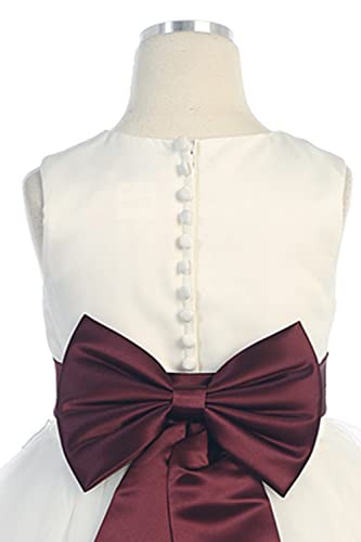 Sweet Kids Satin Preformed Bow Adjustable Sash Belt Burgundy L/Girls 7-123
