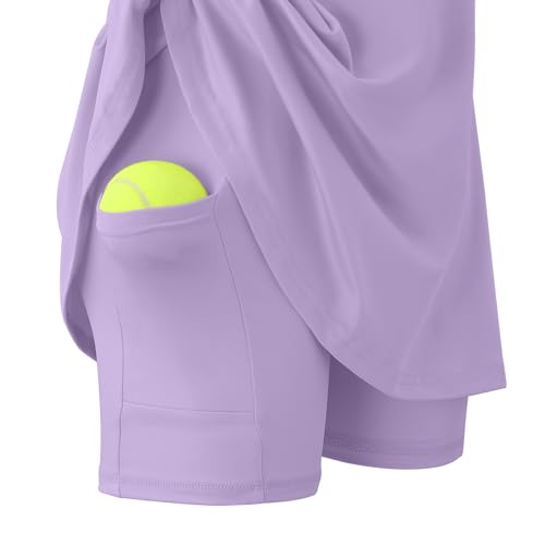 Image of Girls Tennis Dress Golf Outfit Sleeveless Athletic Dresses Polo V Neck Sport Skirt with Pockets 4-13Y