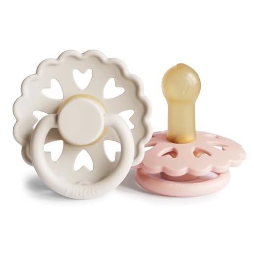 FRIGG Andersen Fairytale Natural Rubber Baby Pacifier | Made in Denmark | BPA-Free (Cream/Blush, 6-18 Months)