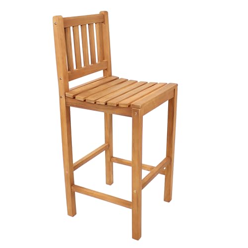Sunnydaze Solid Teak Wood Outdoor Bar Chair - for Patio,