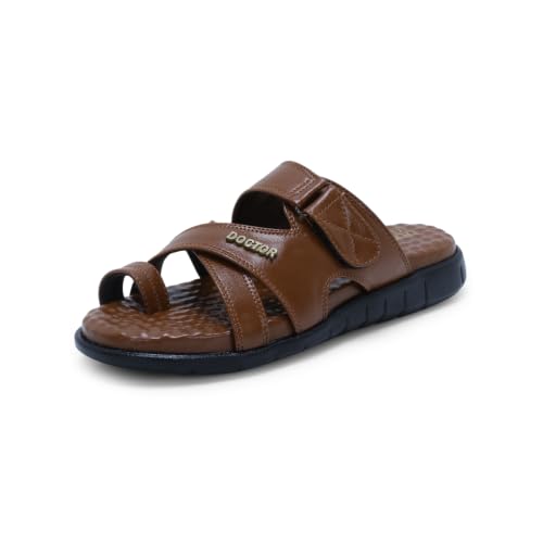 Image of DOCTOR EXTRA SOFT Care Orthopedic Diabetic Comfortable Dr Sole Footwear Daily Use Casual Wear Stylish Black Cushioned Adjustable Strap Chappal for Men's-Gents & Boy's L-11