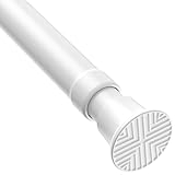 MEXAU White Tension Curtain Rods18 to 36 Inch,Small Curtain Rods No Drilling,Short Tension Rod,Adjustable Spring Rod for Windows,Door,Closet