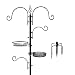 Deluxe Bird Feeding Station for Outdoors: Bird Feeders for Outside - Multi Feeder Pole Stand Kit with 4 Hangers, Bird Bath and 3 Prong Base for Attracting Wild Birds - 22 Inch Wide x 92 Inch Tall