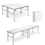 ﹟ KOMBINIERBAR & HÖHENVERSTELLBAR ﹟ Dieser zweiteilige Campingtisch hat ein spleißbares Design. So können Sie den Tisch einzeln oder in Kombination verwenden. Die drei verstellbaren Höhen sind auch für unterschiedliche Bedürfnisse geeignet.