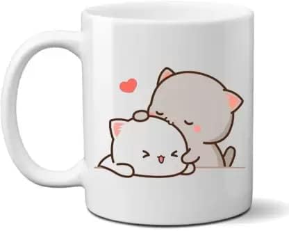 KAYKON White Bubu Dudu Ceramic Coffee Mug for Kids Birthday Gift - 330 ML