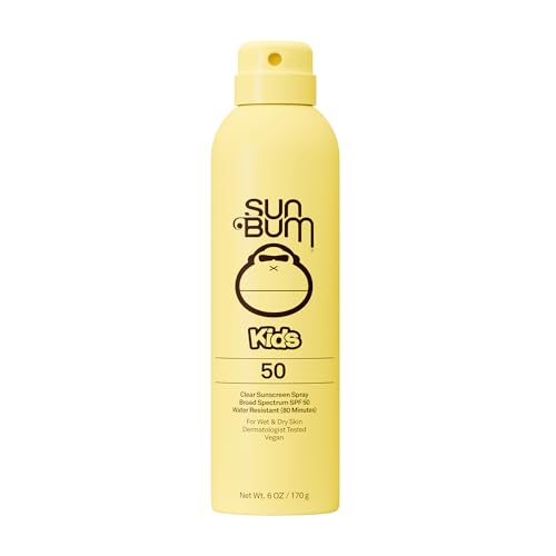 Sun Bum Kids SPF 50 Sunscreen Clear Body Spray – Broad Spectrum Water-Resistant with Vitamin E – Wet or Dry Skin Application – Hawaii 104 Act Compliant (Without Octinoxate & Oxybenzone) – 6 oz