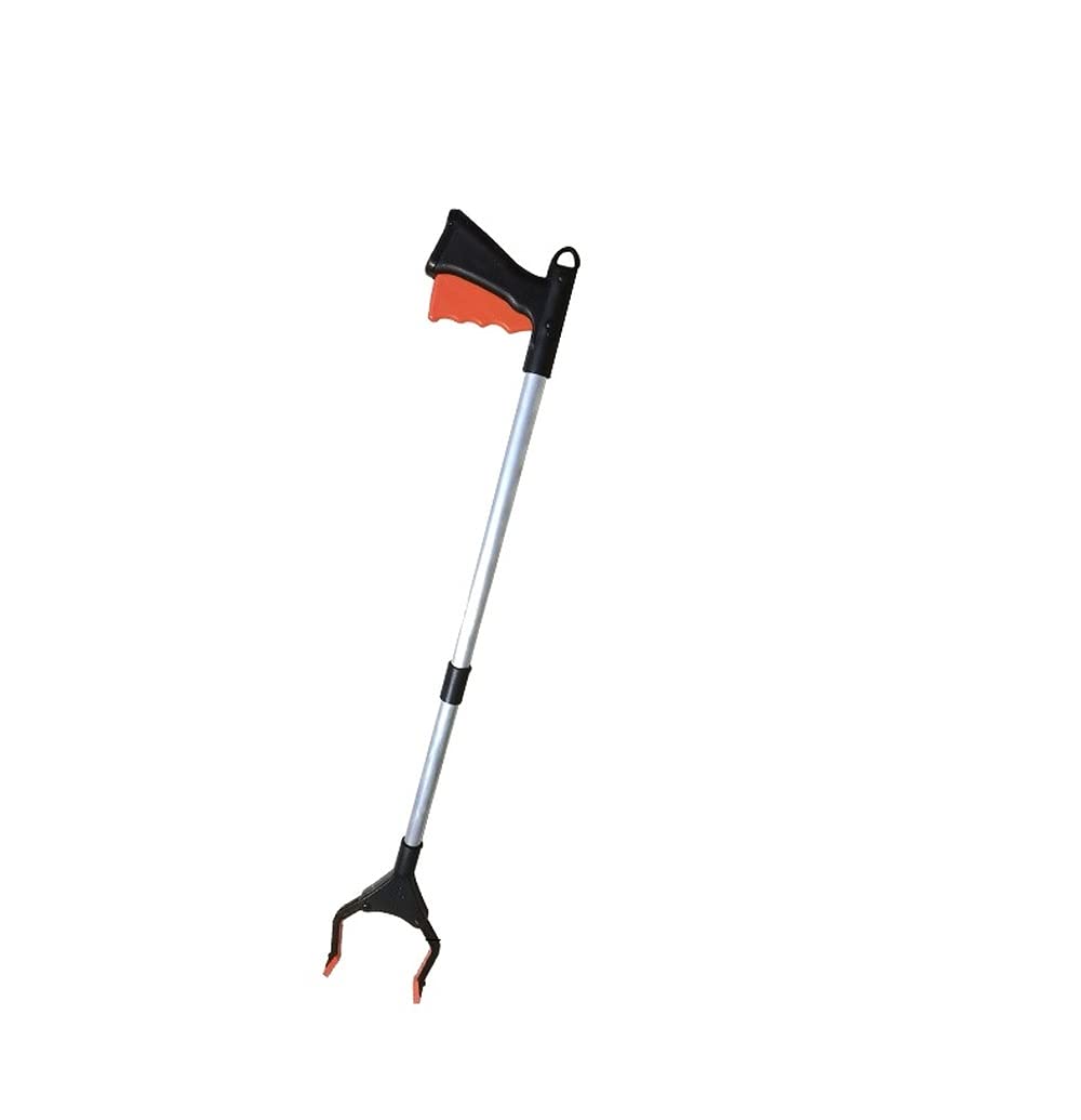 Abfallsammler, 31 Zoll, faltbarer Reacher-Greifer, leichte Aluminium-Greifhilfe mit rotierendem Gummigreifer, langer Arm, Verlängerungs-Aufnahmewerkzeug für ältere Menschen, Gartengreifer (grün) (oran