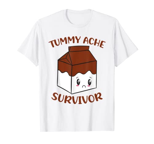 Tummy Ache Survivor Chocolate Milk Lactose Intolerance Funny T-Shirt
