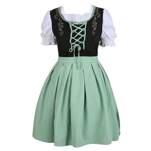 Dirndl Damen, Trachtenrock Damen Dirndl Damen Lang Dirndl Set Damen Komplett Trachtenkleid Dirndl Damen Grün Dirndlbluse Damen Dirndl Blusen Damen Trachten Rock Almsach Dirndl(A02,4XL)