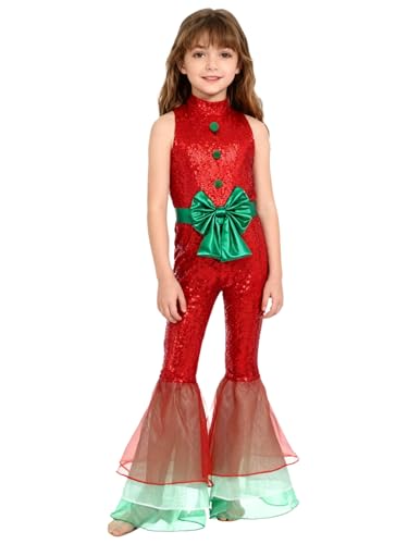 Combinaison fille pailletée avec pantalon évasé grand confort pour danse 5-16 ans