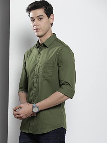 Image of The Indian Garage Co Men Slim Fit Solid Full Sleeves Cutaway Collar Casual Shirt
