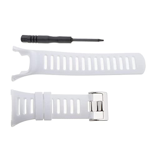 Harilla Correa de Repuesto de Goma de Silicona Resistente para Suunto Ambit 1/2/3, Blanco Plateado