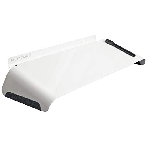 FluidStance Slope Desktop Dry Erase Computer to-Do Board, Dry Erase Surface, Solid Steel with White Surface (White, Medium)