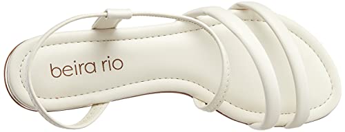 Sandália Feminina Beira Rio Rasteira Pele Stretch Salto Flat Off White 37