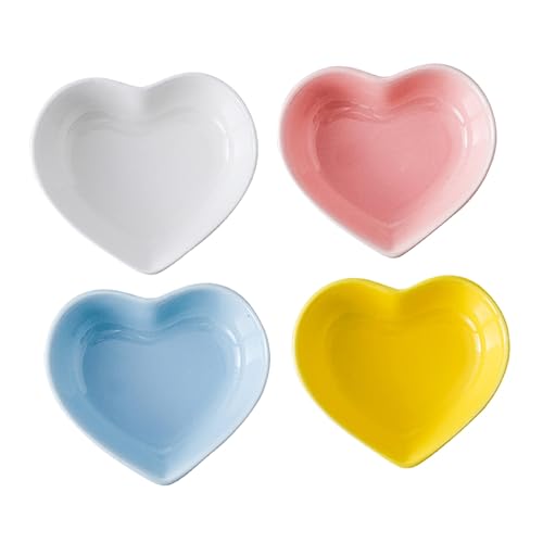 FUNOMOCYA Flavor Sauce Dishes Ceramic Sauce Plates Small Dipping Plates Multifunctional Seasoning Bowls Set of 4 Random Color