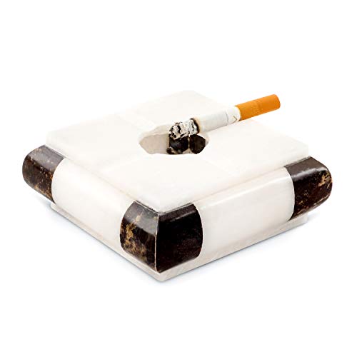 Cenicero de mármol Divit Shilp hecho a mano con exquisito diseño de puro mármol y piedra, para uso en exteriores o interiores, cenicero para fumadores