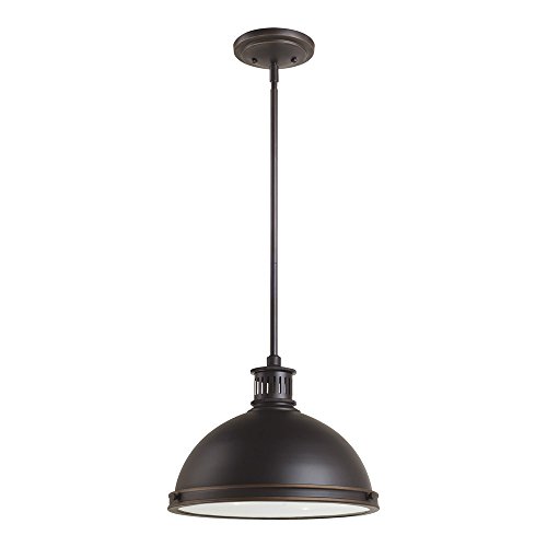 Generation Lighting 65086-715 Pratt Street Metal Two Light Pendant with Clear Textured Glass Diffuser, Autumn Bronze Finish, 2-Light, cETL Listed, Safety Rated for Wet Locations