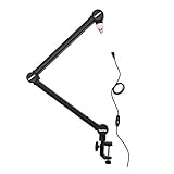 Heavy Duty Microphone Arm for Studios, Podcasters and Content Creators Supports Wide Range of Microphones – Up To 2KG Three Colour USB Powered LED Light with Adjustable Brightness and In-Line Controller Features Recessed Cable Run and Six XLR cable c...
