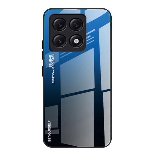 DEDUX Hülle für Xiaomi 14T Pro 5G Handyhülle Hülle Farbverlauf Glas und TPU Schutzhülle Case Cover für Xiaomi 14T Pro 5G (Blau/Schwarz)