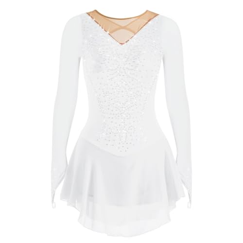 Rinkhockey Robe De Patinage Artistique For Filles Et Femmes, En Strass, En Spandex, Vêtements D'entraînement Faits À La Main, Costumes De Spectacle(3XS)
