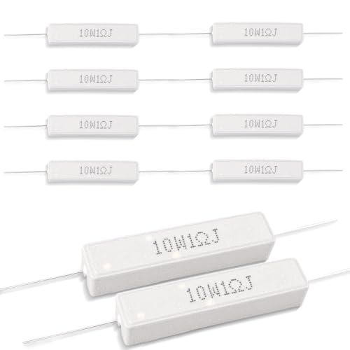 Innfeeltech 10 Pcs 10W 5% Tolerancia 1 ohm resistencia de cemento cerámico para proyectos y experimentos de bricolaje