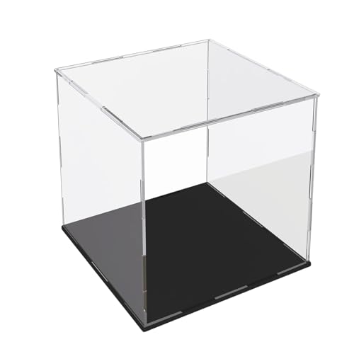 Image of Premium Acrylic Display Case for Collectibles, Action Figures & Toys | Transparent Dustproof Display Box with Black Base (12 inch L x 12 inch W x 12 inch H)