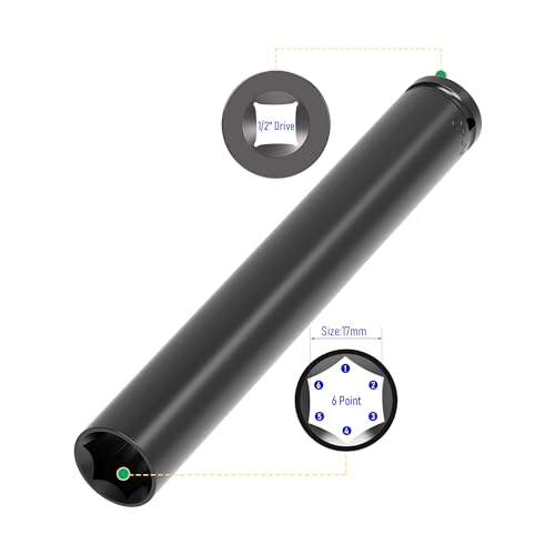 Image of 1 /2 Inch Drive by 17mm Deep Impact Socket, Heat-Treated CR-V Steel 8 Inch Length, 6-Point Metric Sizes