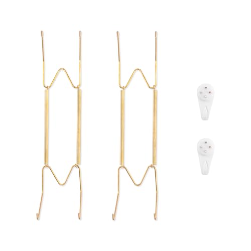 Bilillo 2 Pack Plate Hangers for The Wall, Suitable for 10-14 inch Decorative Plate, Stainless Steel Invisible Heavy Duty Wire Plate Holder with Wall Hooks, Plate Hangers for Displaying Plates