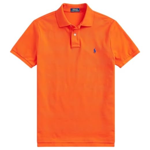 Polo Ralph Lauren Camisa polo masculina personalizada slim fit, Laranja universitário, GG