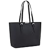 David Jones - Sac à Main Shopping Femme Grand Format - Cours Lycée Fille - Cabas Fourre-Tout Porté Epaule Cuir PU Anse Longue - Shopper Grande Capacité A4 - Sac Etudiante Travail - Noir #3
