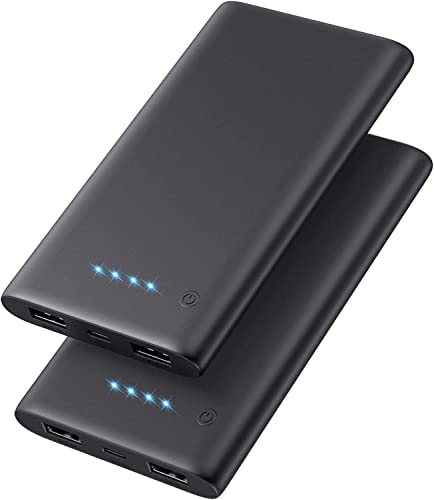 【2-Pack】Power Bank Portable Charger, 10000mAh Ultra Slim Powerbank with 2 OutPut Fast Charge External Battery Pack Backup Charger for Smart Phones,Tablet and More