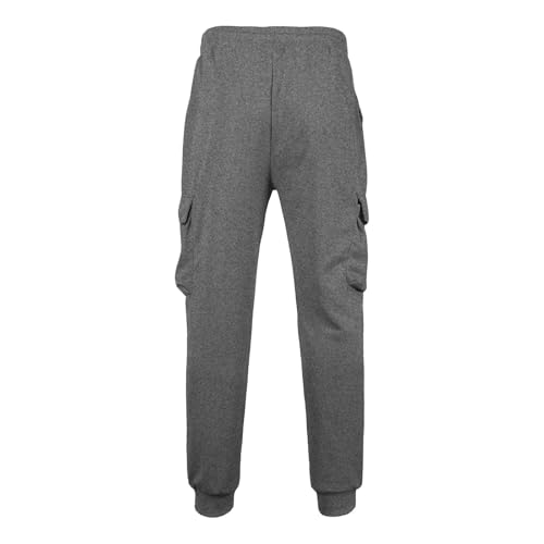 Mens Cargo Sweatpants,Fleece Heavyweight Elastic Waist Cargo Pants Baggy Athletic Workout Joggers Pants with Pockets4