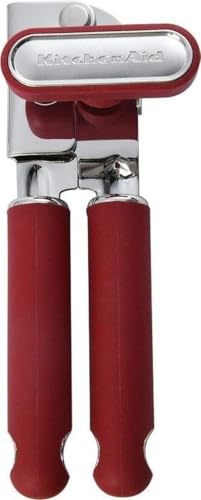 KitchenAid Classic Multifunction Can Opener and Bottle Opener Easy to Use, Razor Sharp Stainless Steel Cutting Wheel, Soft Ergonomic Handles, Soft Red