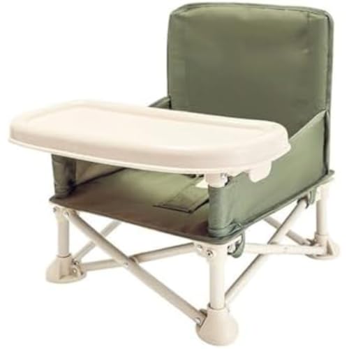 Nicffdi ベビーチェア テーブル&チェア 子供椅子 ダイニングチェア 折りたたみ式 持ち運び便利 軽量 赤ちゃん対応 滑り止め 耐久性 安全ベルト 離乳食 屋内/屋外 耐荷重15kg 6ヶ月から3歳まで古い多機能椅子 (濃い緑色)