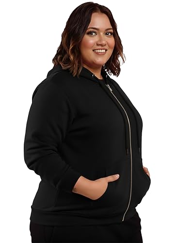 Image of Elite soul Women's Plus Size Zipper Hoodie | Front Zip Full Sleeve Hooded Sweatshirt | Casual Zipper Jacket | XL, 2XL, 3XL, 4XL, 5XL, 6XL